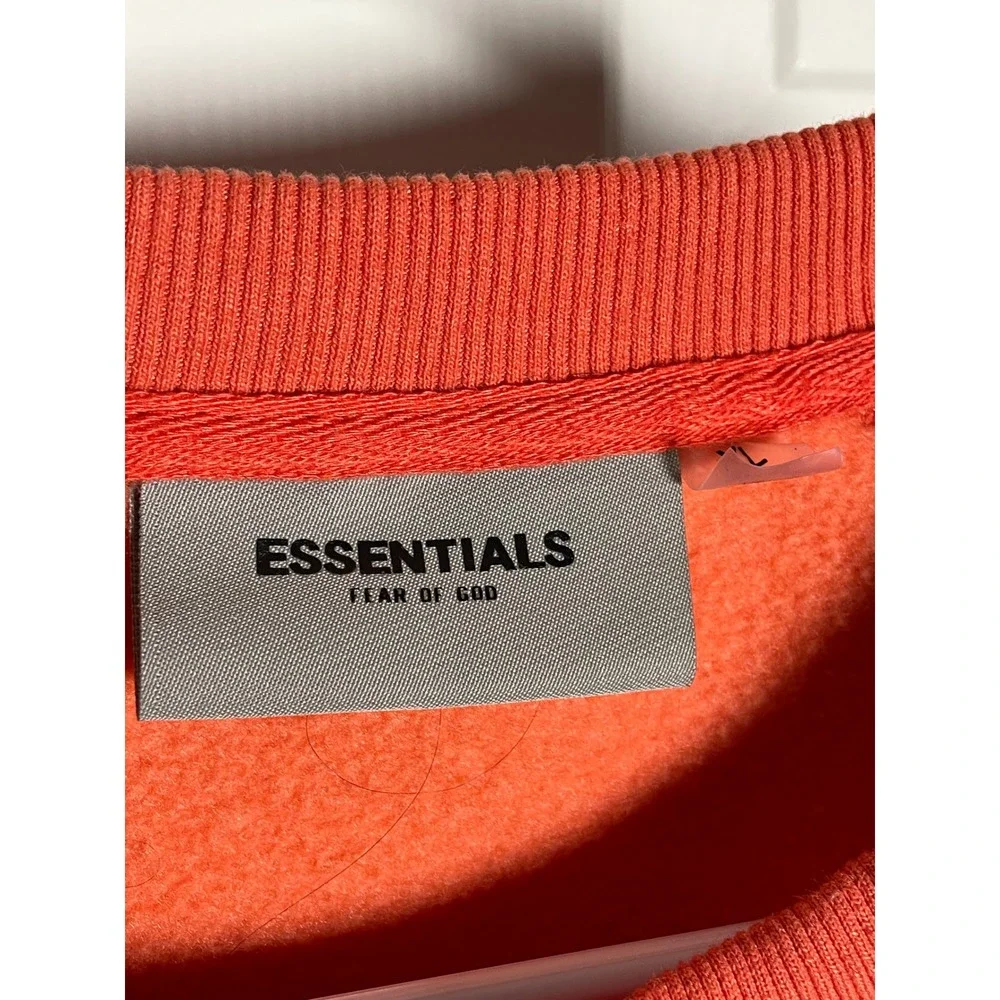 Fear of God Essentials Crewneck Sweatshirt Coral Orange Logo XL RN 090233
